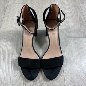 Madewell Regina Claudia Black Suede Heels Open Toe Sandals